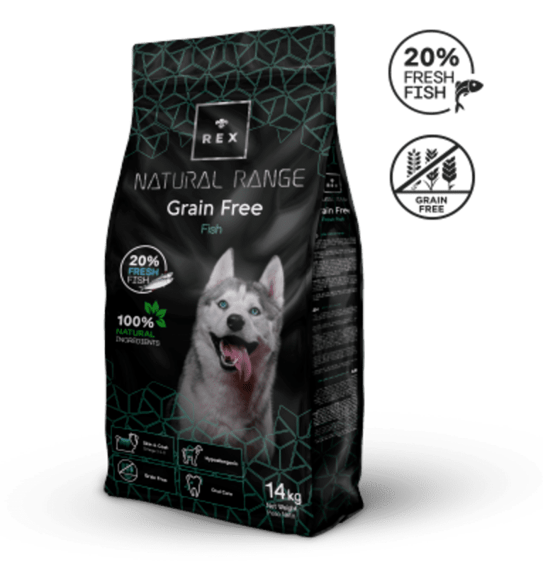 REX Natural Range (Рекс Натурал Рендж) Grain Free Fish – Сухой беззерновой корм со свежей рыбой для взрослых собак различных пород (14 кг) в E-ZOO