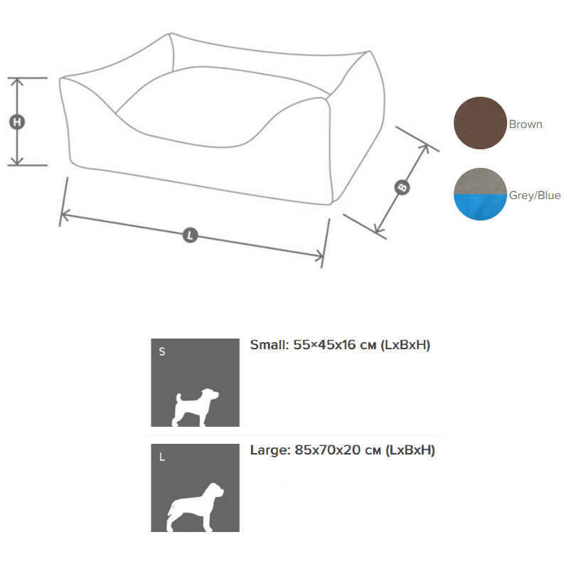 Noble Pet (Нобл Пет) Richard - Лежак для собак различных пород и котов с гипоаллергенным наполнителем (55х45х18 см) в E-ZOO