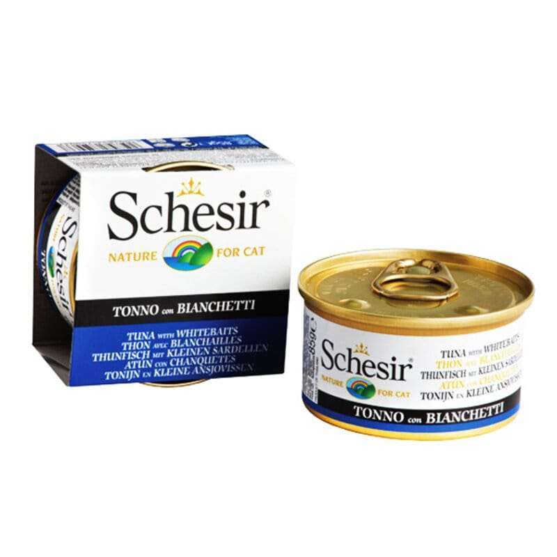 Schesir (Шезир) Tuna & Whitebait - Консервированный корм с тунцом и анчоусами для взрослых котов (кусочки в желе) (85 г) в E-ZOO