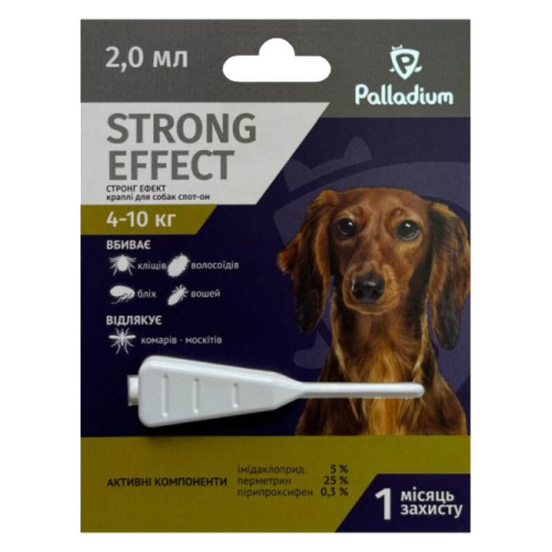 Palladium (Палладиум) Strong Effect Dog - Противопаразитарные капли на холку от блох, клещей и комаров для собак (4-10 кг) в E-ZOO