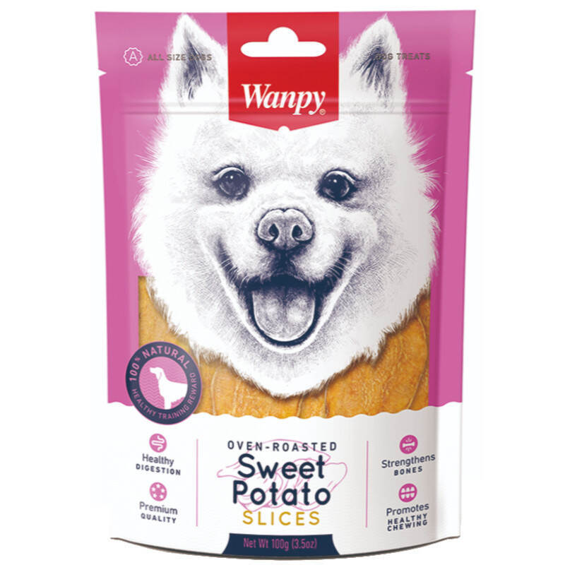 Wanpy (Ванпі) Sweet Potato Slices - Ласощі скибочки запеченої солодкої картоплі для собак (100 г) в E-ZOO