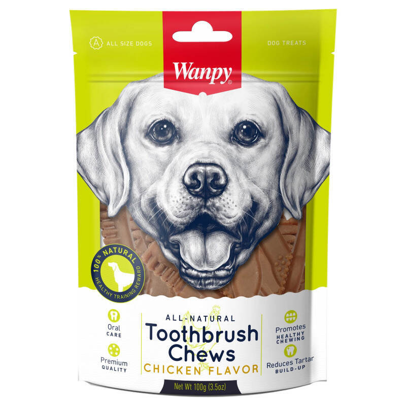 Wanpy (Ванпі) Toothbrush Chews Chicken Flavors - Ласощі у форму зубної щітки з м'ясом курки для собак (100 г) в E-ZOO