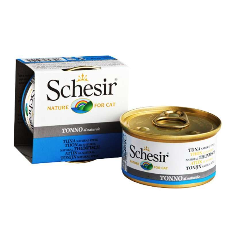 Schesir (Шезир) Tuna Natural Style - Консервированный корм с тунцом для взрослых котов (кусочки в собственном соку) (85 г) в E-ZOO