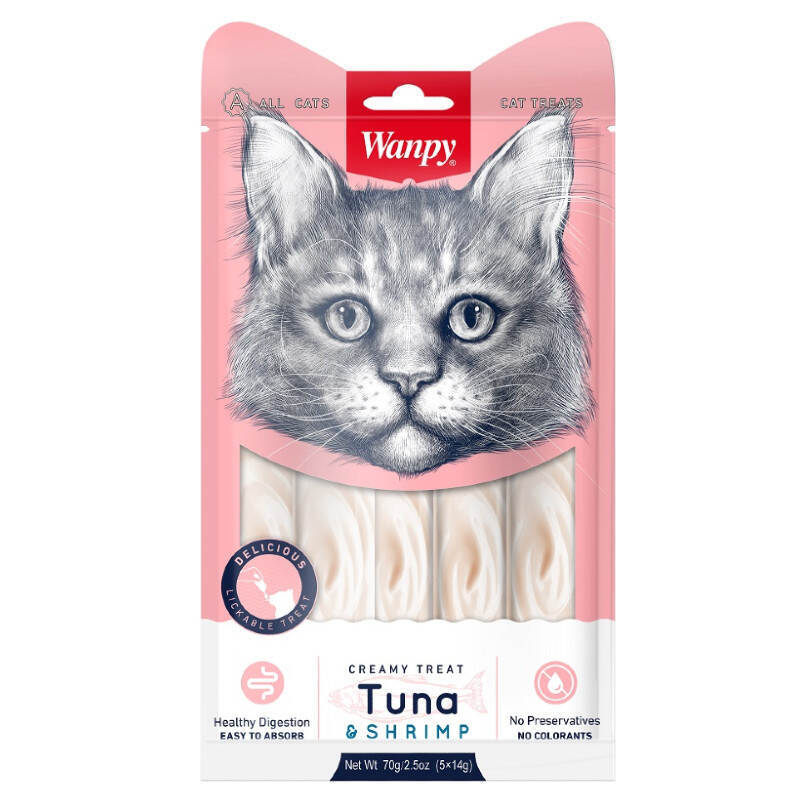 Wanpy (Ванпи) Creamy Treat Tuna & Shrimp Cat - Кремовое лакомство с тунцом и креветками для котов (70 г) в E-ZOO
