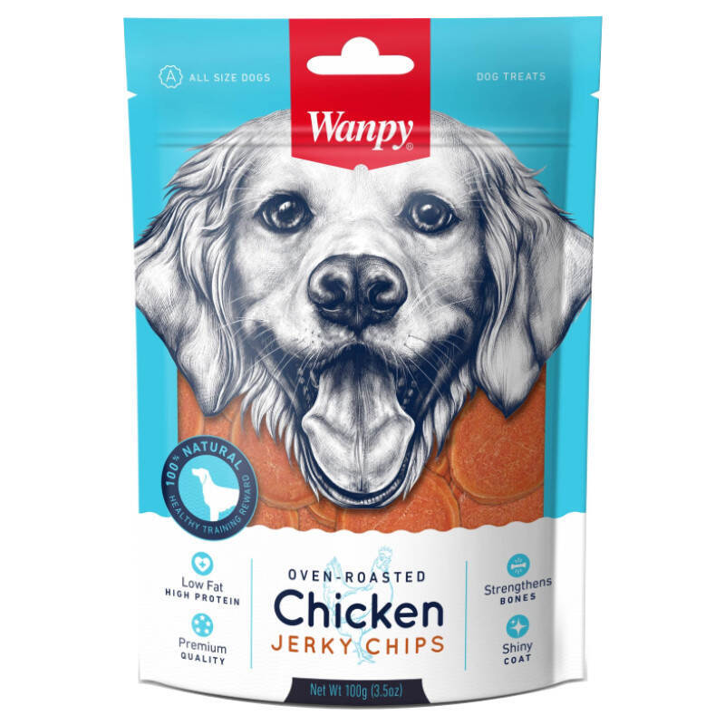 Wanpy (Ванпи) Chicken Jerky Chips - Лакомство чипсы из курицы вяленые для собак (100 г) в E-ZOO