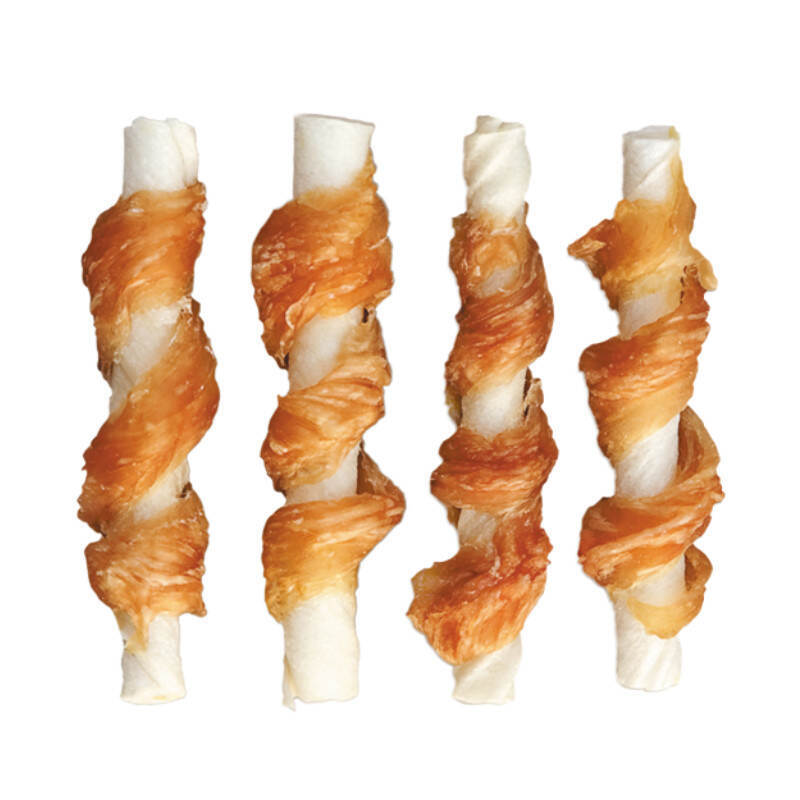 Wanpy (Ванпи) Chicken Jerky & Rawhide Twists - Жевательные палочки с вяленой курицей для собак (100 г) в E-ZOO