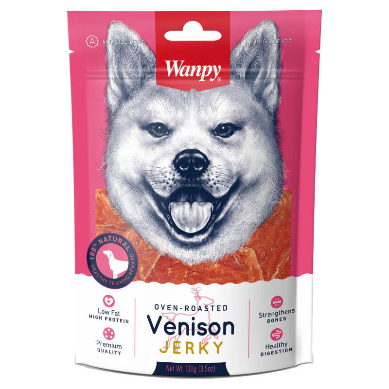 Wanpy (Ванпи) Venison Jerky - Филе оленины вяленое для собак (100 г) в E-ZOO