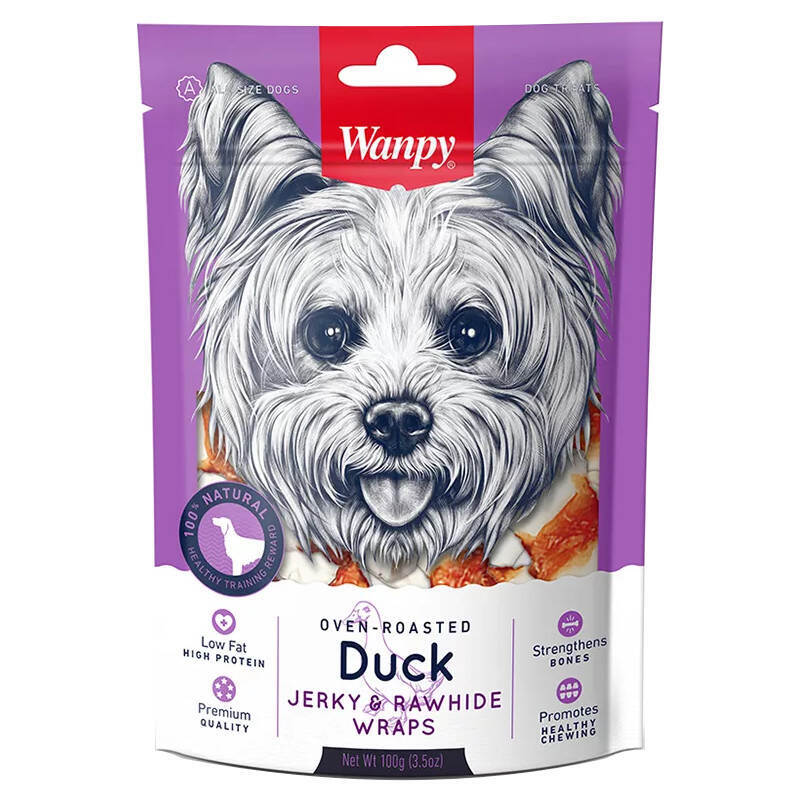 Wanpy (Ванпи) Duck Jerky & Rawhide Wraps - Косточки узловые с вяленой уткой для собак (100 г) в E-ZOO