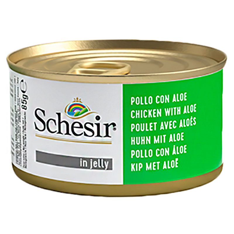 Schesir (Шезір) Chicken & Aloe Kitten - Консервований корм з м'ясом курки і алое для кошенят (шматочки в желе) (85 г) в E-ZOO