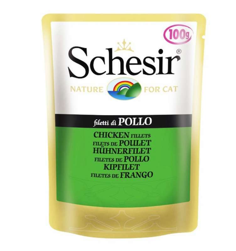 Schesir (Шезір) Chicken Fillet - Консервований корм з курячим філе для дорослих котів (шматочки в желе) (100 г) в E-ZOO