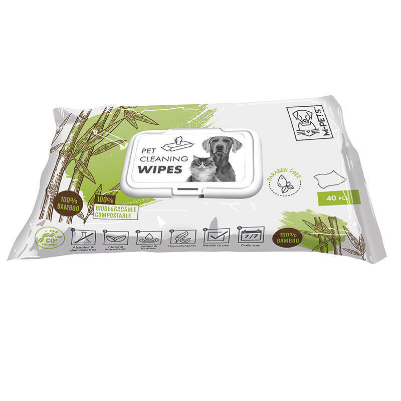 M-Pets (М-Петс) Pet Cleaning Wipes Bamboo - Вологі очищаючі серветки Бамбук для домашніх тварин (40 шт.) в E-ZOO