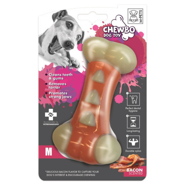 M-Pets (М-Петс) Chewbo Tribone Bacon Scented - Іграшка Трибон зі смаком бекону для очищення зубів у собак (M) в E-ZOO