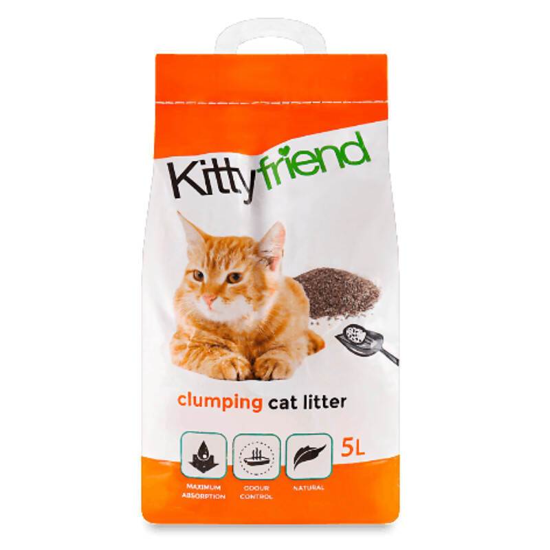 Kittyfriend (Кіттіфренд) Clumping Cat Litter – Бентонітовий наповнювач, що утворює грудочки, для котячого туалету (5 л / 3 кг) в E-ZOO