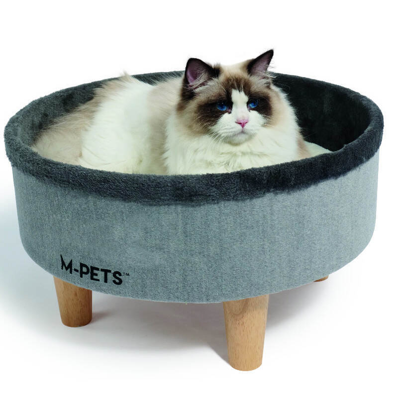 M-Pets (М-Петс) Round Elevated Cat Bed – Лежак на деревянных ножках для котов (47х47х26 см) в E-ZOO
