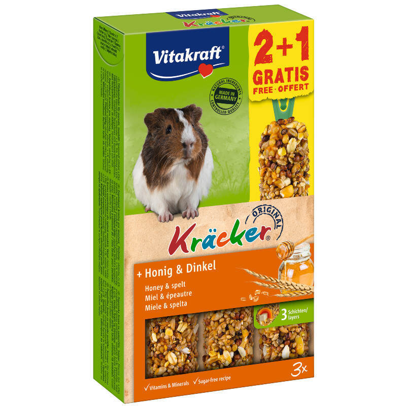 Vitakraft (Витакрафт) Kracker Original + Honey & Spelt - Крекер для морских свинок с медом и спельтой (2+1 (3 шт./уп.)) в E-ZOO