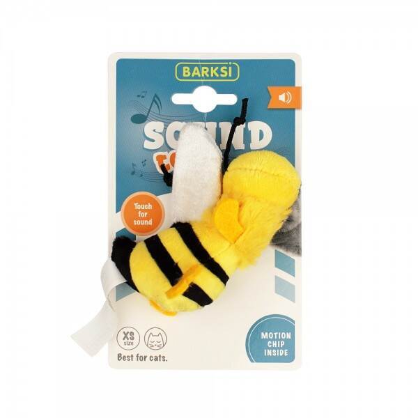 Barksi (Баркси) Bee Sound Toy - Мягкая игрушка Пчелка с датчиком прикосновения и звуковым чипом для котов (10 см) в E-ZOO