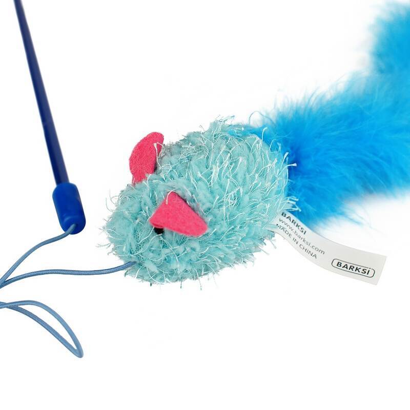 Barksi (Баркси) Feather Mouse - Игрушка-дразнилка Мышка на удочке для котов (21 см) в E-ZOO