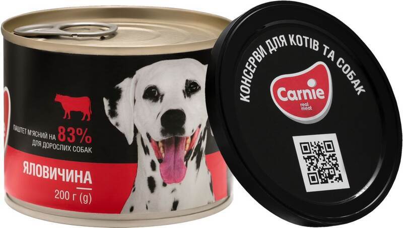 Carnie (Карни) Консервированный корм с говядиной для собак (паштет) (200 г) в E-ZOO