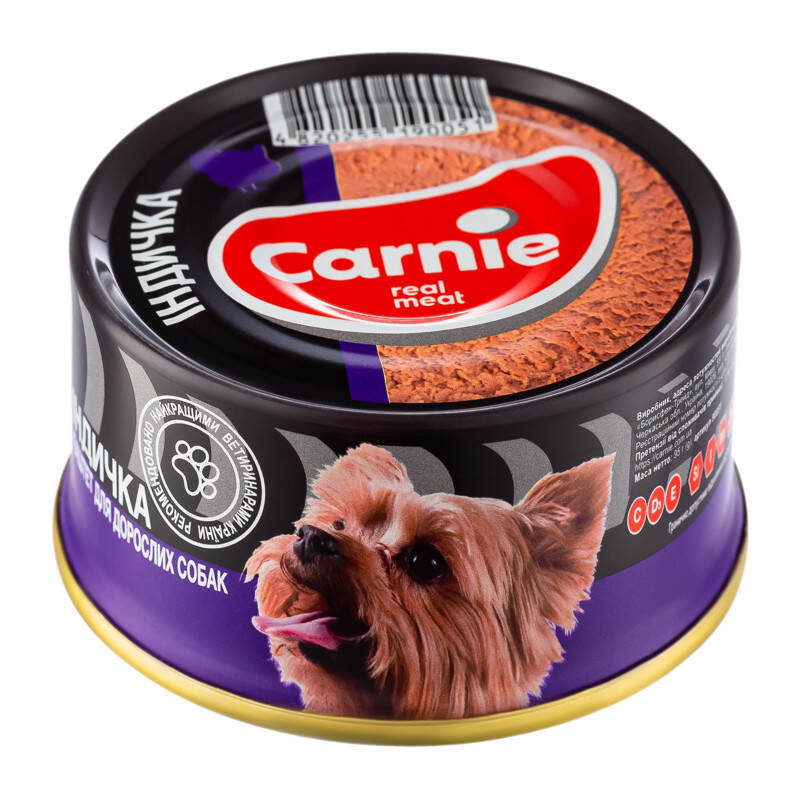 Carnie (Карни) Консервированный корм с индейкой для собак в порционной упаковке (паштет) (90 г) в E-ZOO