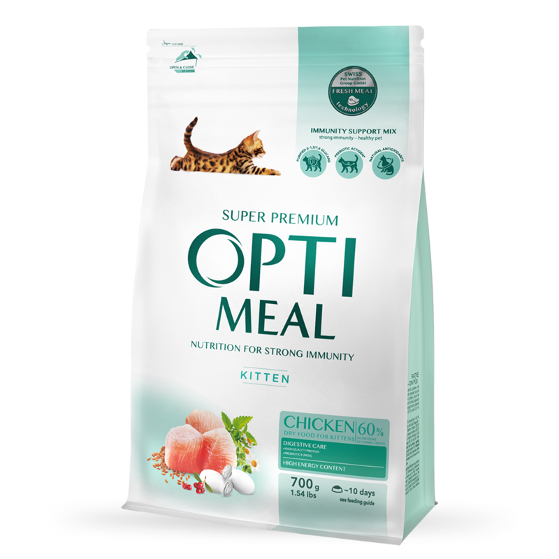 OptiMeal (ОптіМіл) Kitten Chicken – Сухий корм з куркою для кошенят (700 г) в E-ZOO