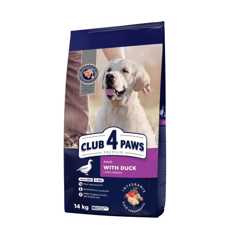 Club 4 Paws (Клуб 4 Лапы) Premium Adult Large Breed Duck - Сухой корм с уткой для взрослых собак крупных пород (14 кг) в E-ZOO