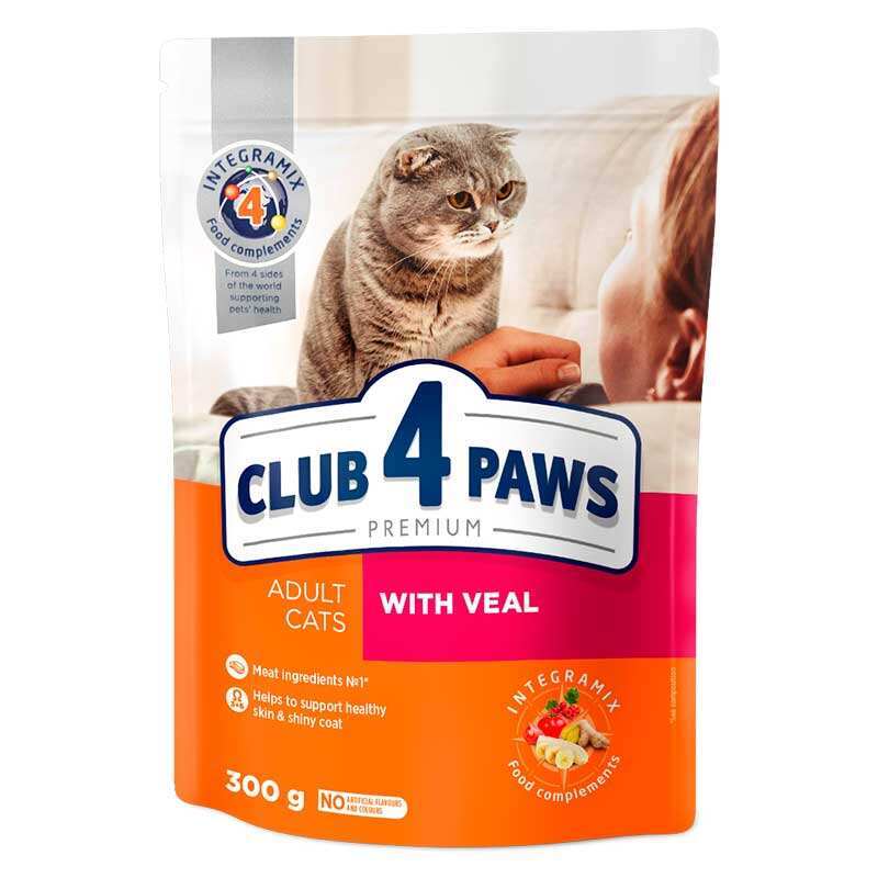 Club 4 Paws (Клуб 4 Лапи) Premium Adult Cat Veal - Сухий корм із телятиною для дорослих котів (300 г) в E-ZOO