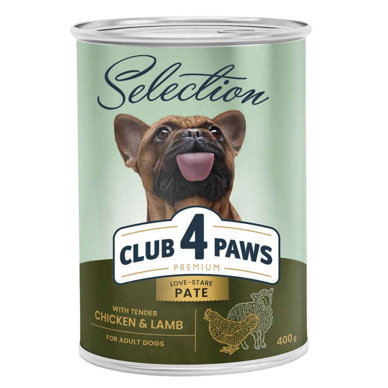 Club 4 Paws (Клуб 4 Лапы) Premium Selection Adult Dog Chicken & Lamb Pate - Влажный корм с курицей и ягненком для взрослых собак (паштет) (400 г) в E-ZOO
