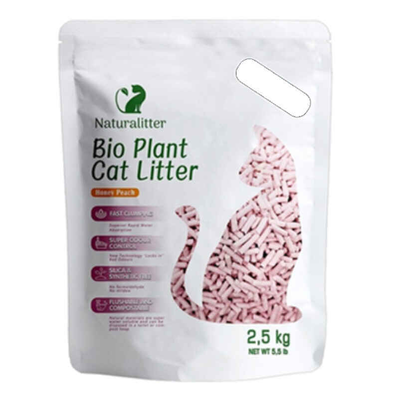 Naturalitter (Натуралиттер) Bio Plant Cat Litter Honey Peach - Наполнитель соевый комкующийся для кошачьего туалета с ароматом персика (6 л / 2,5 кг) в E-ZOO