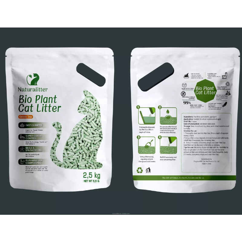 Naturalitter (Натуралиттер) Bio Plant Cat Litter Green Tea - Наполнитель соевый комкующийся для кошачьего туалета с ароматом зеленого чая (6 л / 2,5 кг) в E-ZOO