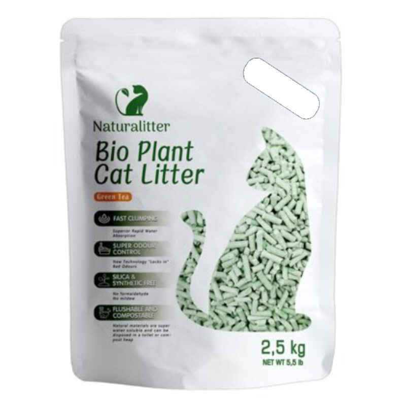 Naturalitter (Натуралиттер) Bio Plant Cat Litter Green Tea - Наполнитель соевый комкующийся для кошачьего туалета с ароматом зеленого чая (6 л / 2,5 кг) в E-ZOO