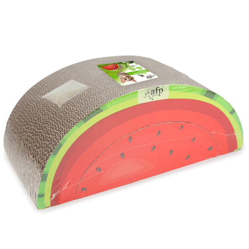 AFP (ЭйЭфПи) Green Rush Watermelon Scratcher - Картонная когтеточка Арбуз для котов с кошачьей мятой (44х20,5х18 см) в E-ZOO