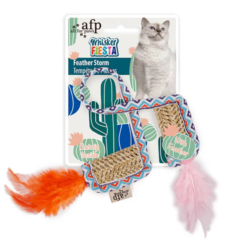 AFP (ЭйЭфПи) Whisker Fiesta Feather storm - Игрушка-дразнилка для котов с кошачьей мятой (24,5х6 см) в E-ZOO
