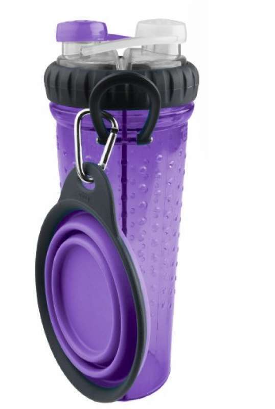 Dexas (Дексас) H-DuO with Companion Cup - Подвійна пляшка для води зі складною мискою для собак та котів (2x360 мл) в E-ZOO