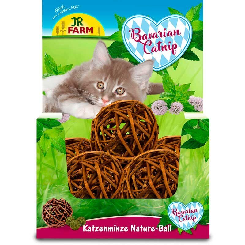 JR Farm (Джиэр Фарм) Bavarian Catnip Nature-Bal - Игрушка вербовая плетёная с шариками мяты для котов (1 шт.) в E-ZOO