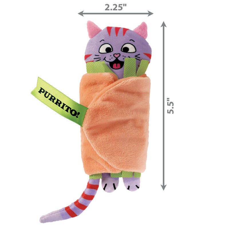 KONG (Конг) Pull-A-Partz Purrito - Интерактивная мягкая игрушка Пуррито для котов (19х9х3 см) в E-ZOO