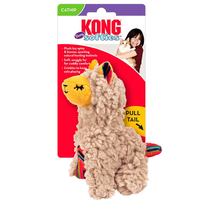 KONG (Конг) Softies Buzzy Llama EU - Интерактивная игрушка Баззи Ллама с мятой для котов (19х12х7 см) в E-ZOO