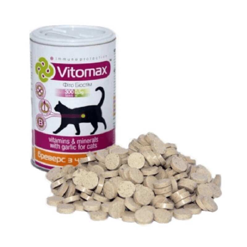 Vitomax (Витомакс) Витамины Бреверс с пивными дрожжами и чесноком для котов (300 таб.) в E-ZOO
