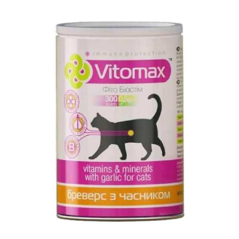 Vitomax (Витомакс) Витамины Бреверс с пивными дрожжами и чесноком для котов (300 таб.) в E-ZOO