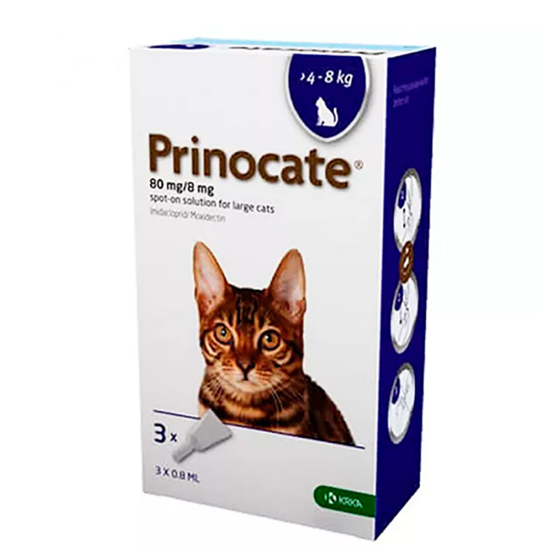 KRKA (КРКА) Prinocate Cat - Противопаразитарные капли Принокат на холку от блох, клещей и гельминтов для котов и хорьков (1 пипетка) (< 4 кг) в E-ZOO