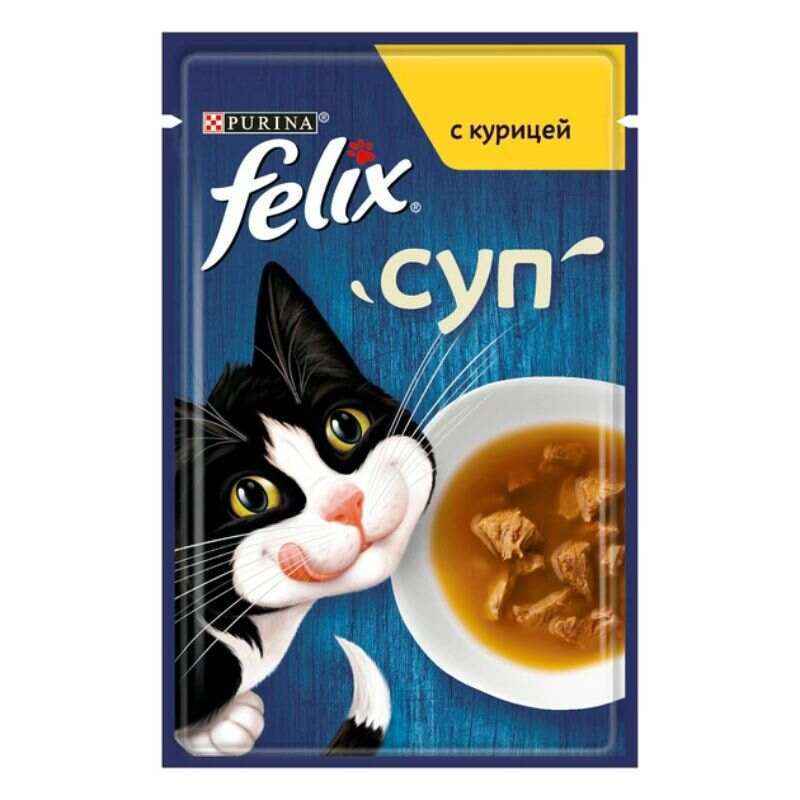 Felix (Феликс) Soup with Chicken - Дополнительный консервированный корм Суп с курицей для котов (48 г) в E-ZOO