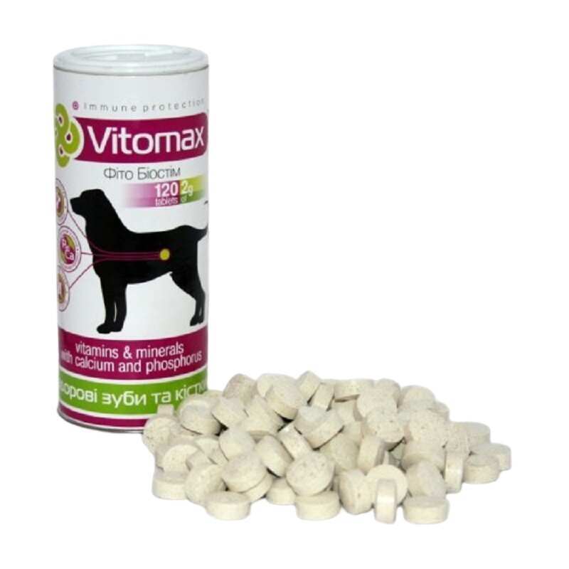 Vitomax (Витомакс) Витаминный комплекс для укрепления зубов и костей для собак (120 таб.) в E-ZOO