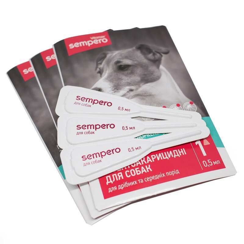 Vitomax (Вітомакс) Sempero - Протипаразитарні краплі Семперо від бліх та кліщів для собак (1 піпетка) (3-25 кг) в E-ZOO