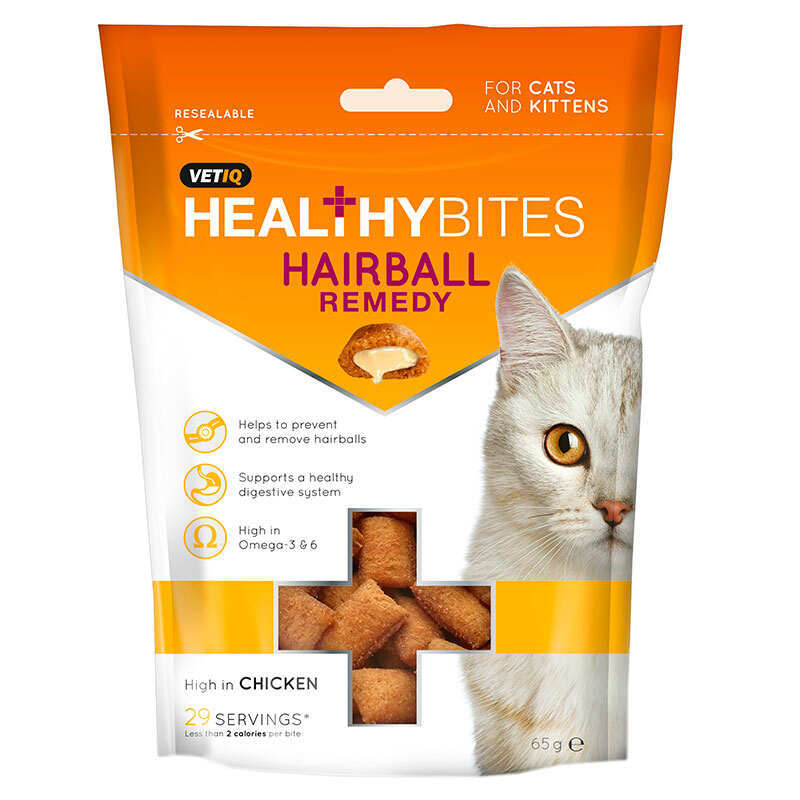 VetIQ Healthy Bites Hairball Remedy Cats & Kitten - Ласощі з куркою для виведення шерсті у котів та кошенят (65 г) в E-ZOO