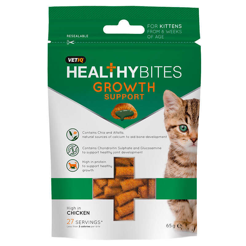 VetIQ Healthy Bites Growth Support Kitten - Ласощі з куркою для підтримки зростання кошенят (65 г) в E-ZOO