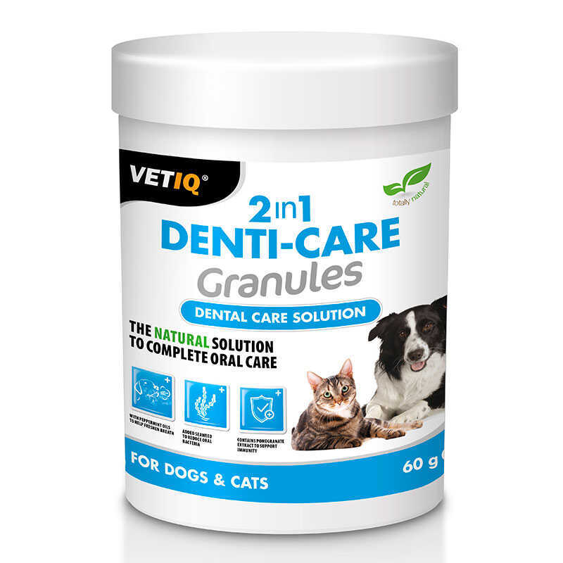 VetIQ 2in1 Denti-Care Granules Cats & Dogs - Гранули для догляду за зубами та ротовою порожниною для котів і собак (60 г) в E-ZOO
