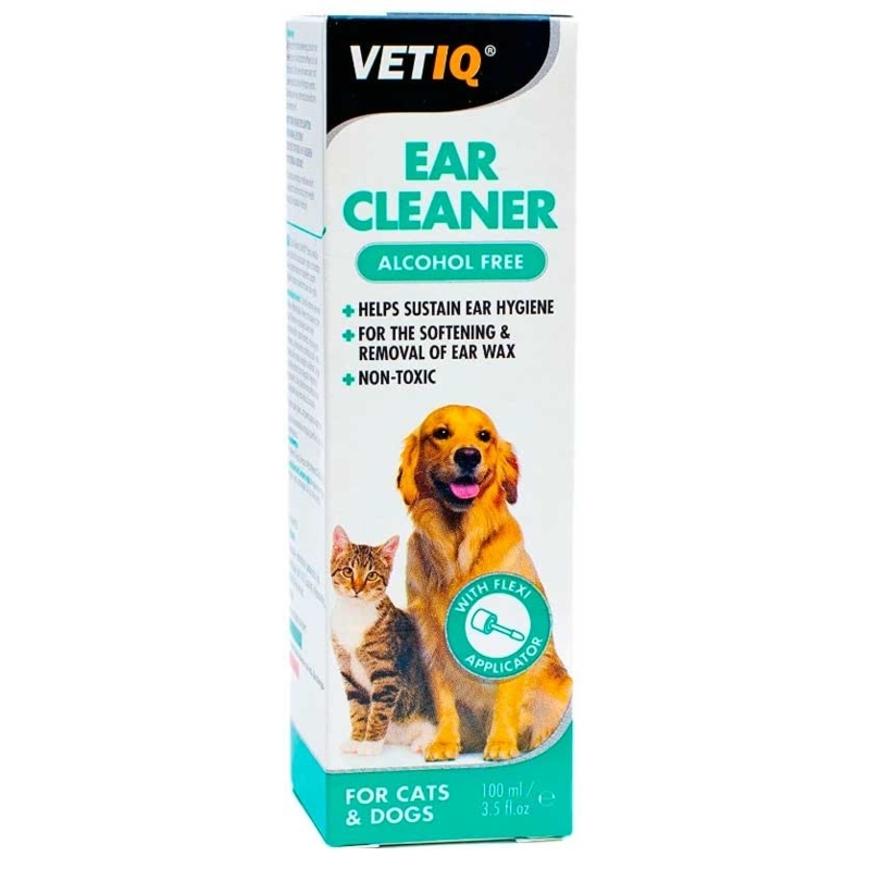 VetIQ Ear Cleaner Cats & Dogs - Безспиртовий засіб з аплікатором для очищення вух котів та собак (100 мл) в E-ZOO