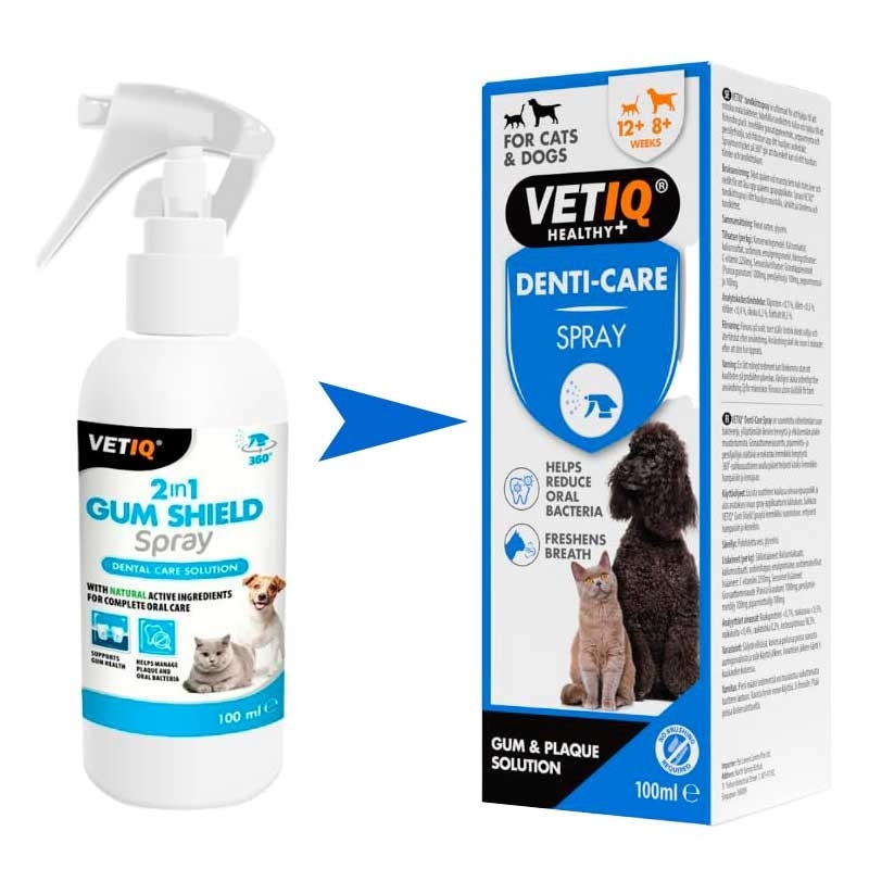 VetIQ 2in1 Gum Shield Spray Cats & Dogs - Спрей для захисту ясен, очищення зубів, свіжості подиху у котів і собак (100 мл) в E-ZOO
