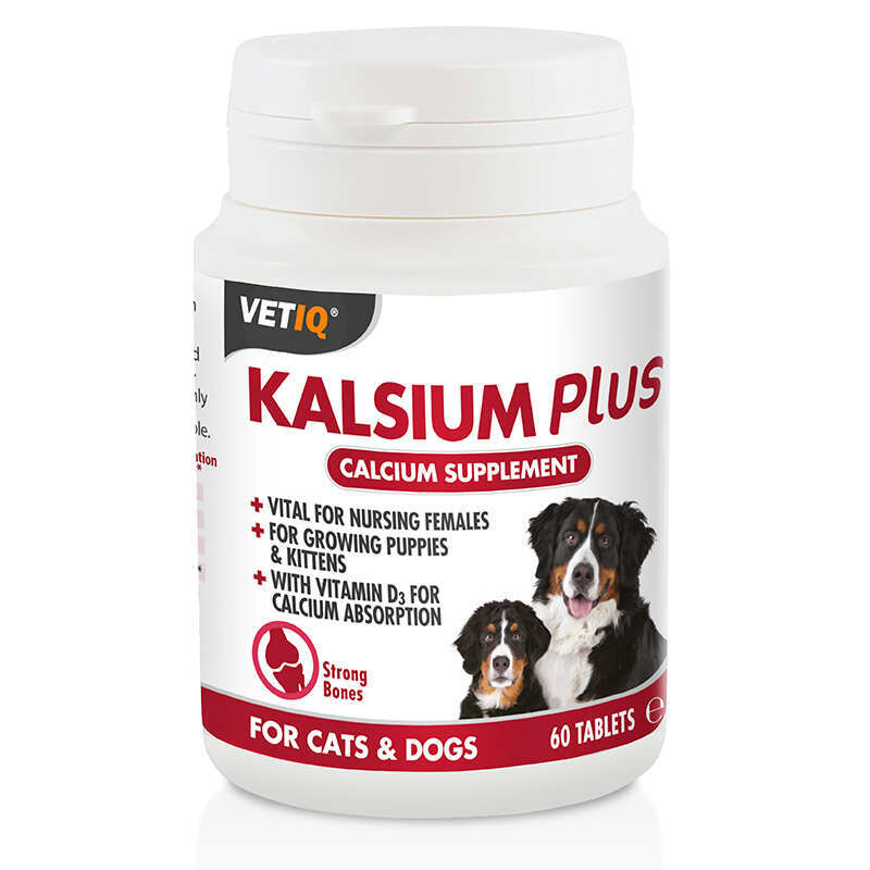 VetIQ Kalsium Plus Cats & Dogs - Вітамінний комплекс із кальцієм і вітаміном D3 для собак і котів (60 шт.) в E-ZOO