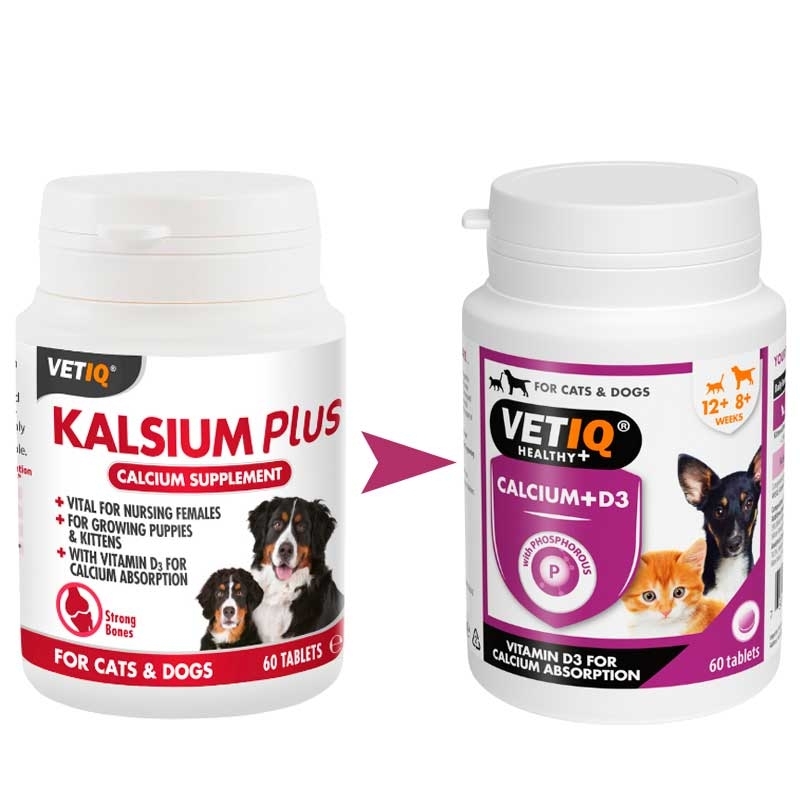 VetIQ Kalsium Plus Cats & Dogs - Вітамінний комплекс із кальцієм і вітаміном D3 для собак і котів (60 шт.) в E-ZOO