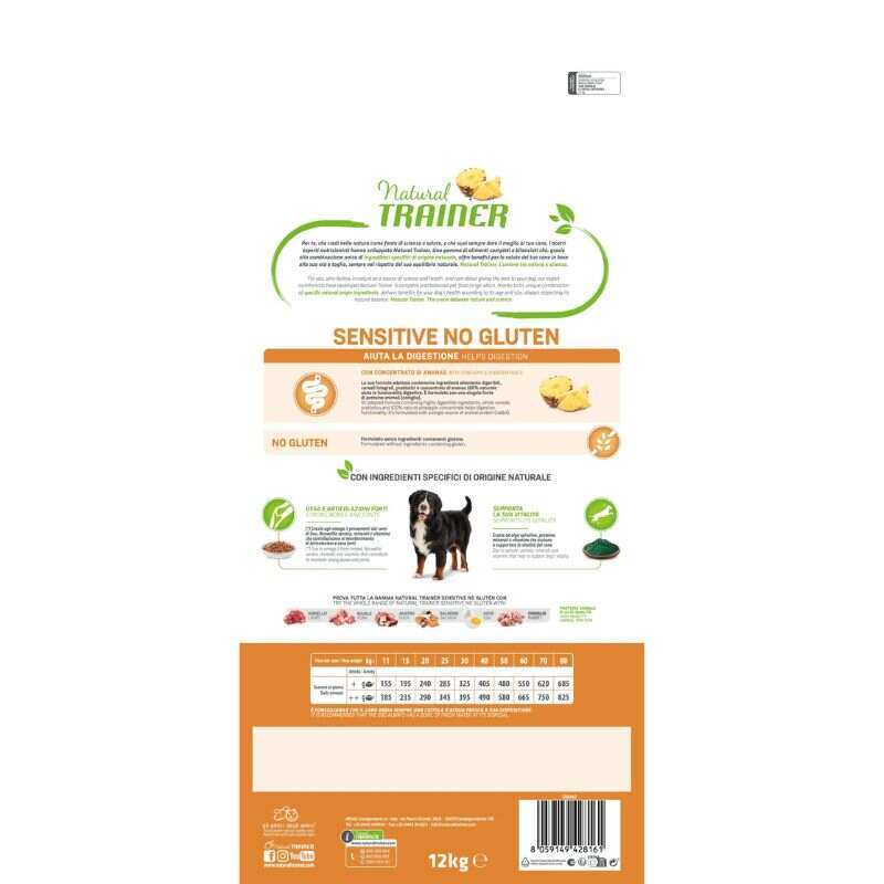 Trainer (Трейнер) Natural Sensitive No Gluten Medium&Maxi Adult Rabbit - Сухой корм с кроликом и цельными злаками для собак средних и крупных пород с чувствительным пищеварением (12 кг) в E-ZOO